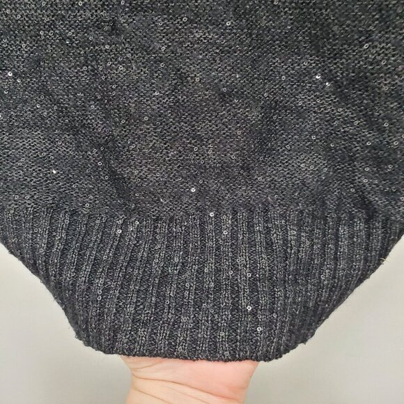 Ann Taylor LOFT Women's Black Mesh Knit Sequin Dolman Sleeve Pullover Sweater XS - Picture 3 of 8